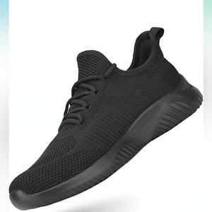 Black non slip work or play sneakers hardly worn good used condition